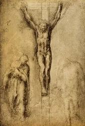 Korsfestelse; tegning av Michelangelo. Louvre, Paris